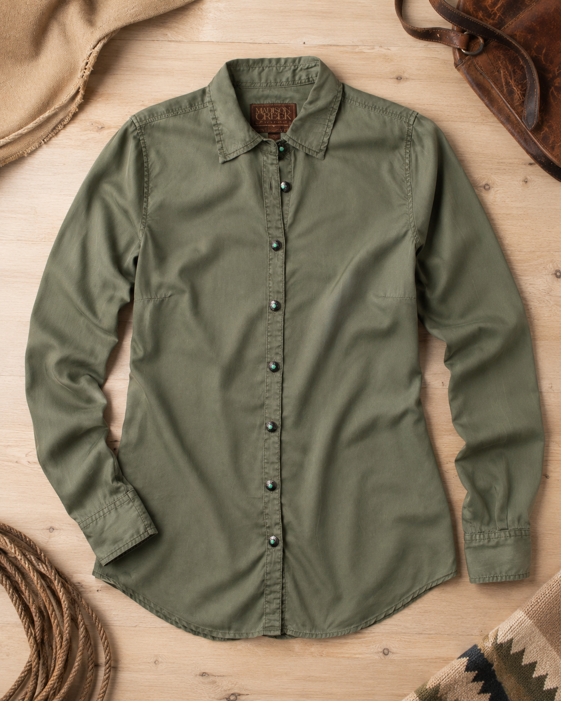 Claire Signature Blend Solid Shirt - Olive