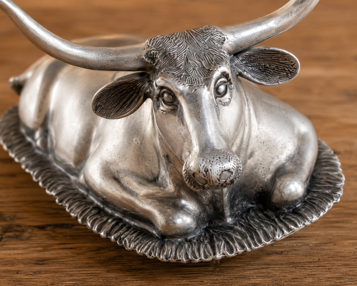 Pewter Longhorn Steer Butter Dish, alternate view