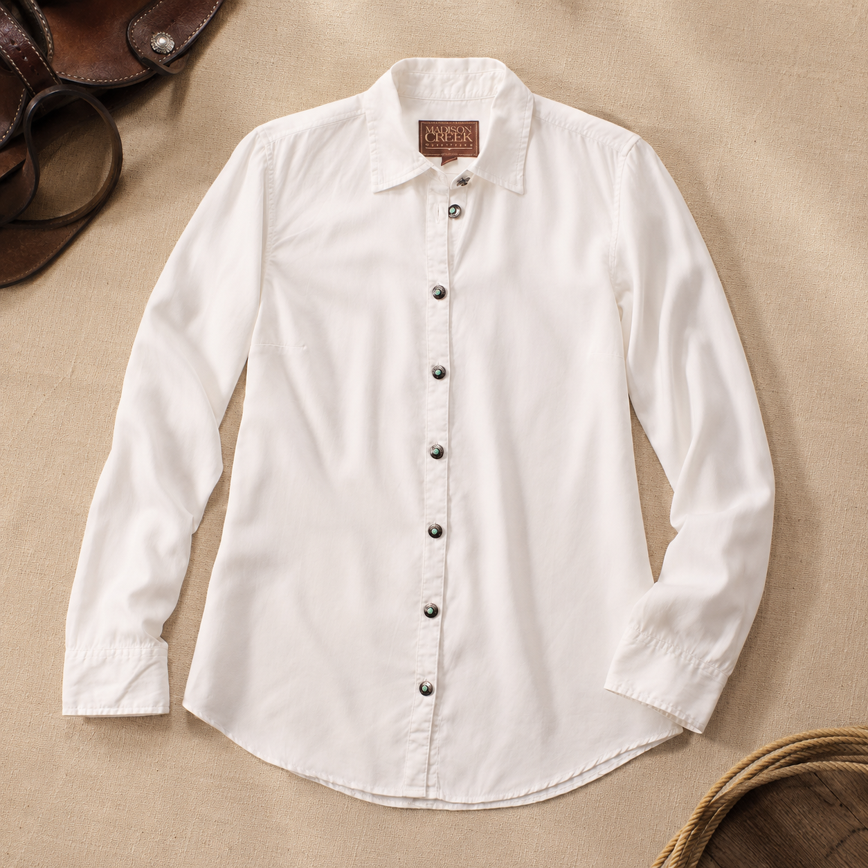 Claire Signature Blend Solid Shirt - White