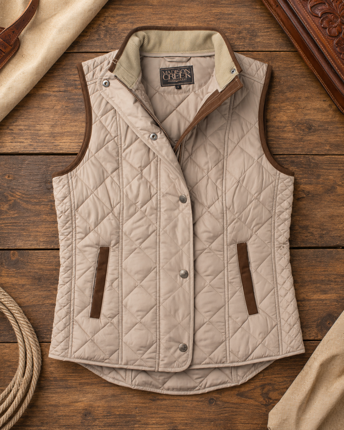 Vista Quilted Nylon Vest - Dark Khaki