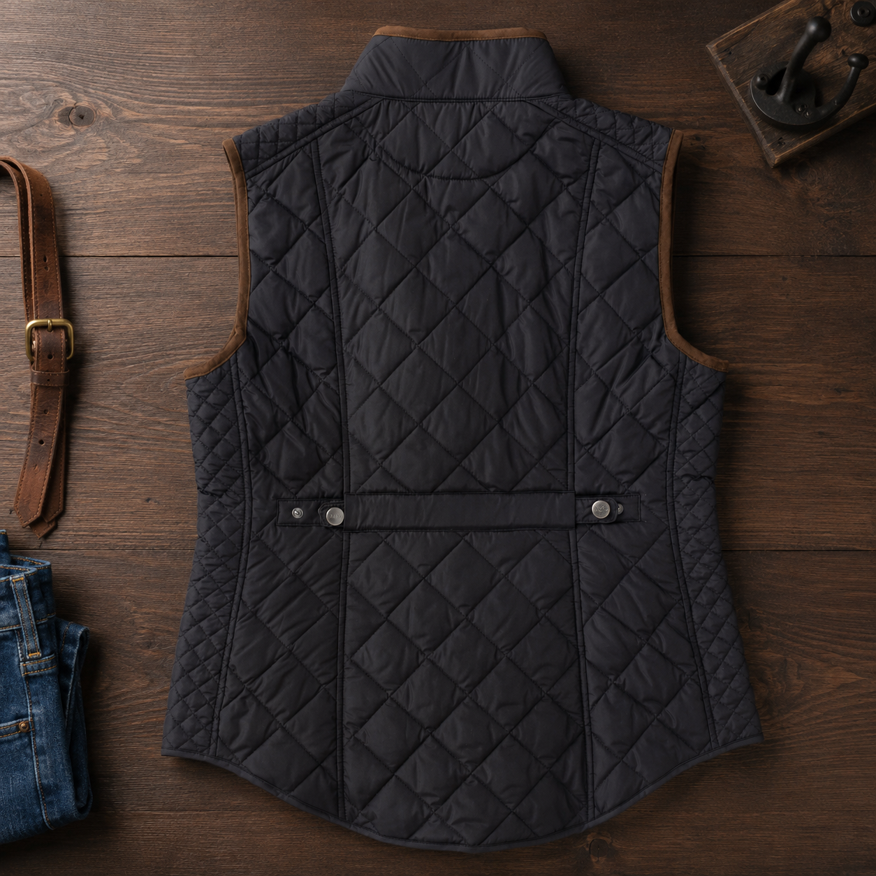 Vista Quilted Nylon Vest - Black
