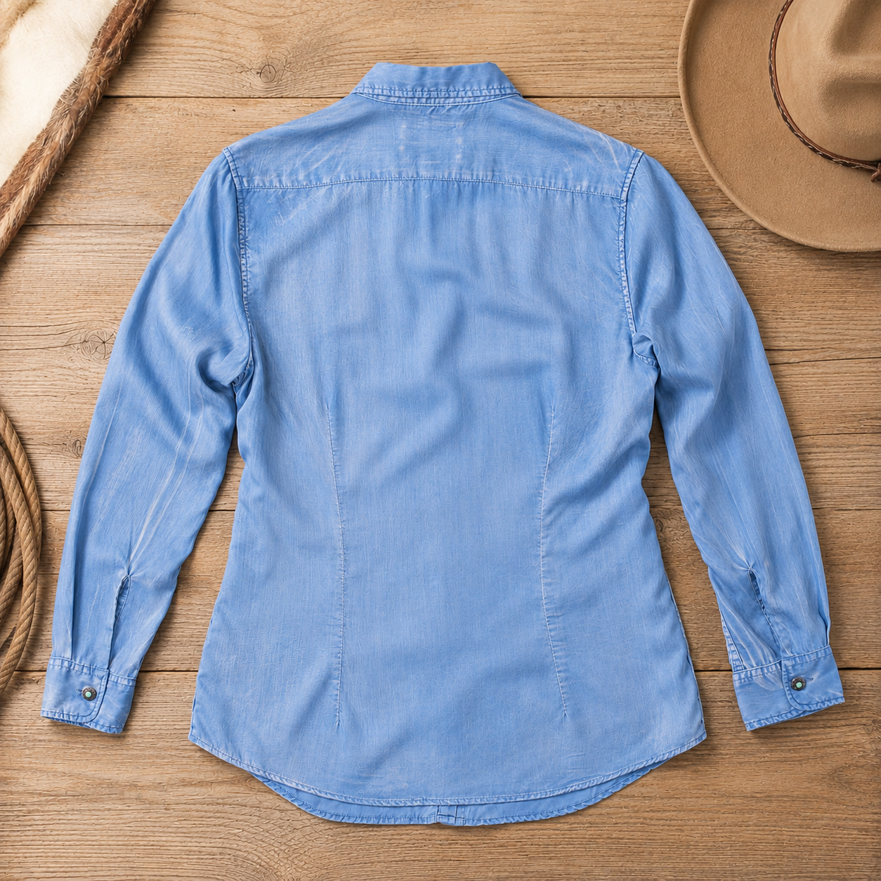Claire Signature Blend Solid Shirt - Blue