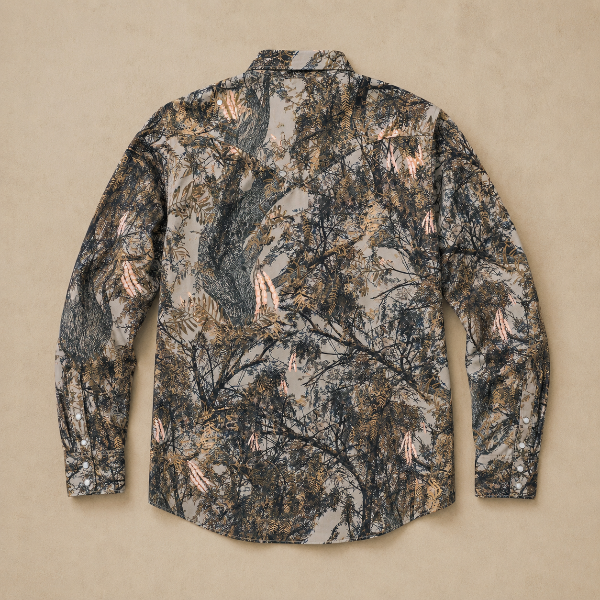 Mesquite Camo Pearl Snap, lifestyle view