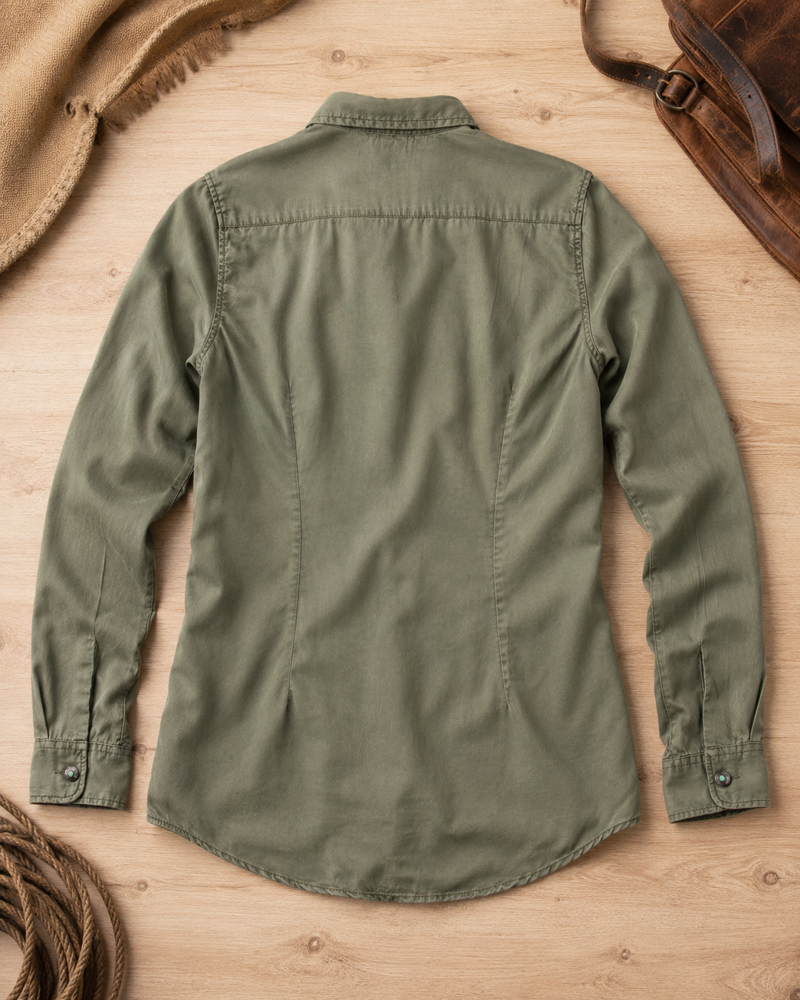 Claire Signature Blend Solid Shirt - Olive