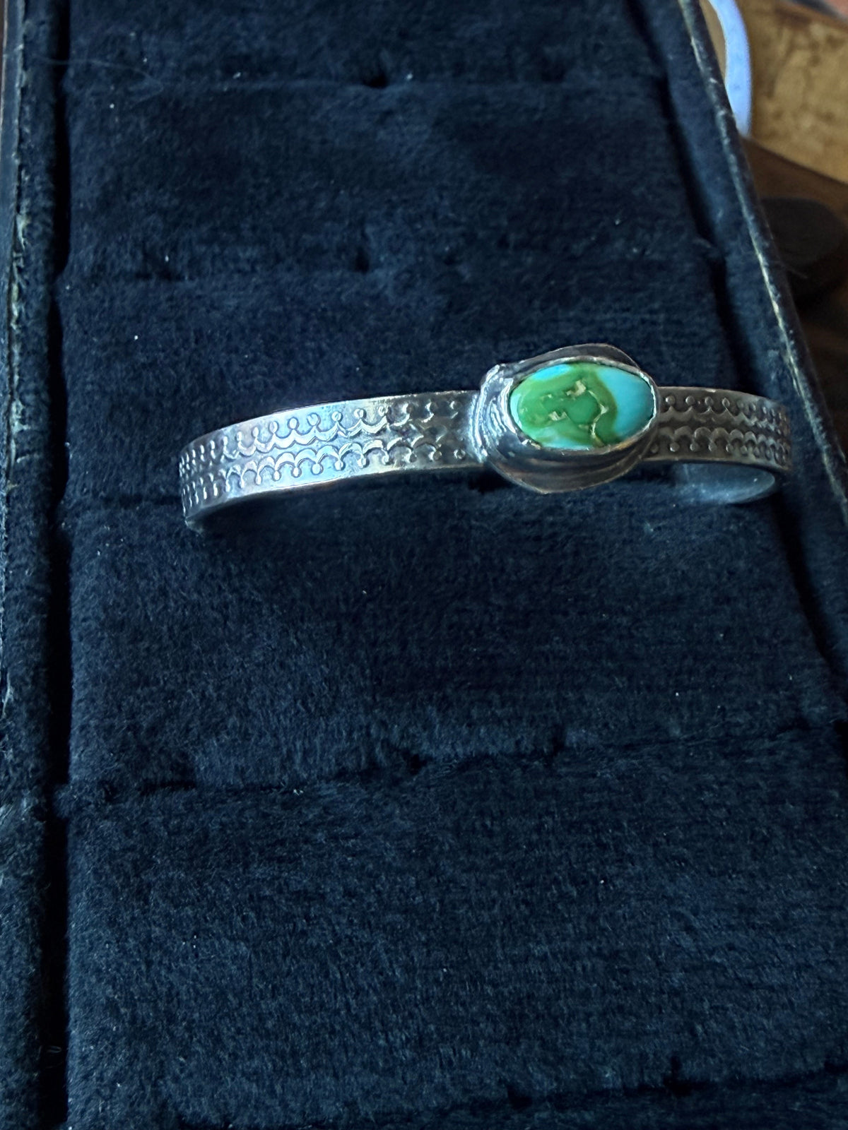 Dorothy Series | Sonoran Turquoise Patterned Silver Cuffs | Petite to Large