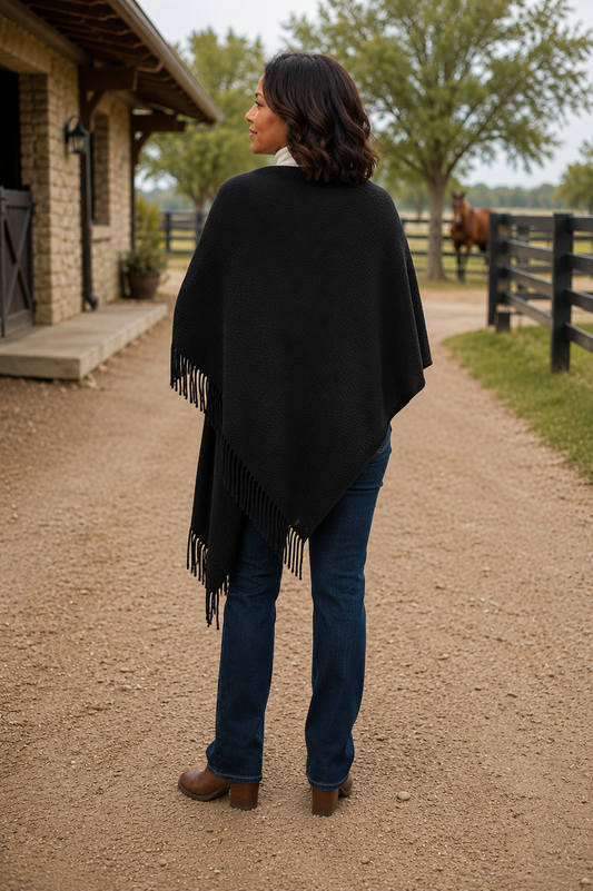 Signature Line Shawl Wrap - Black