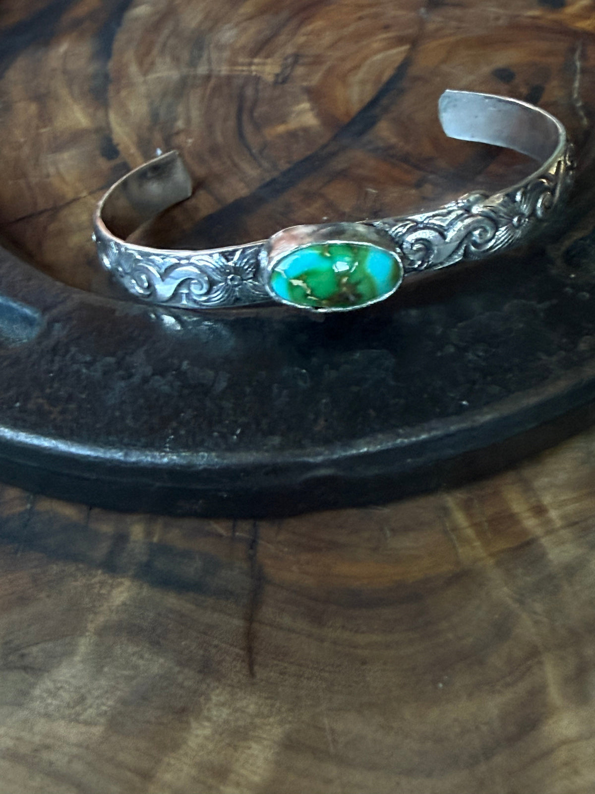 Dorothy Series | Sonoran Turquoise Patterned Silver Cuffs | Petite to Large