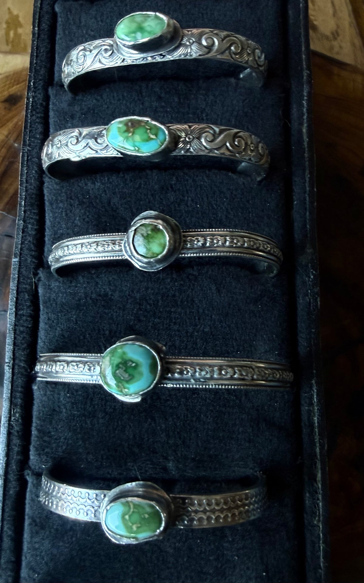 Dorothy Series | Sonoran Turquoise Patterned Silver Cuffs | Petite to Large