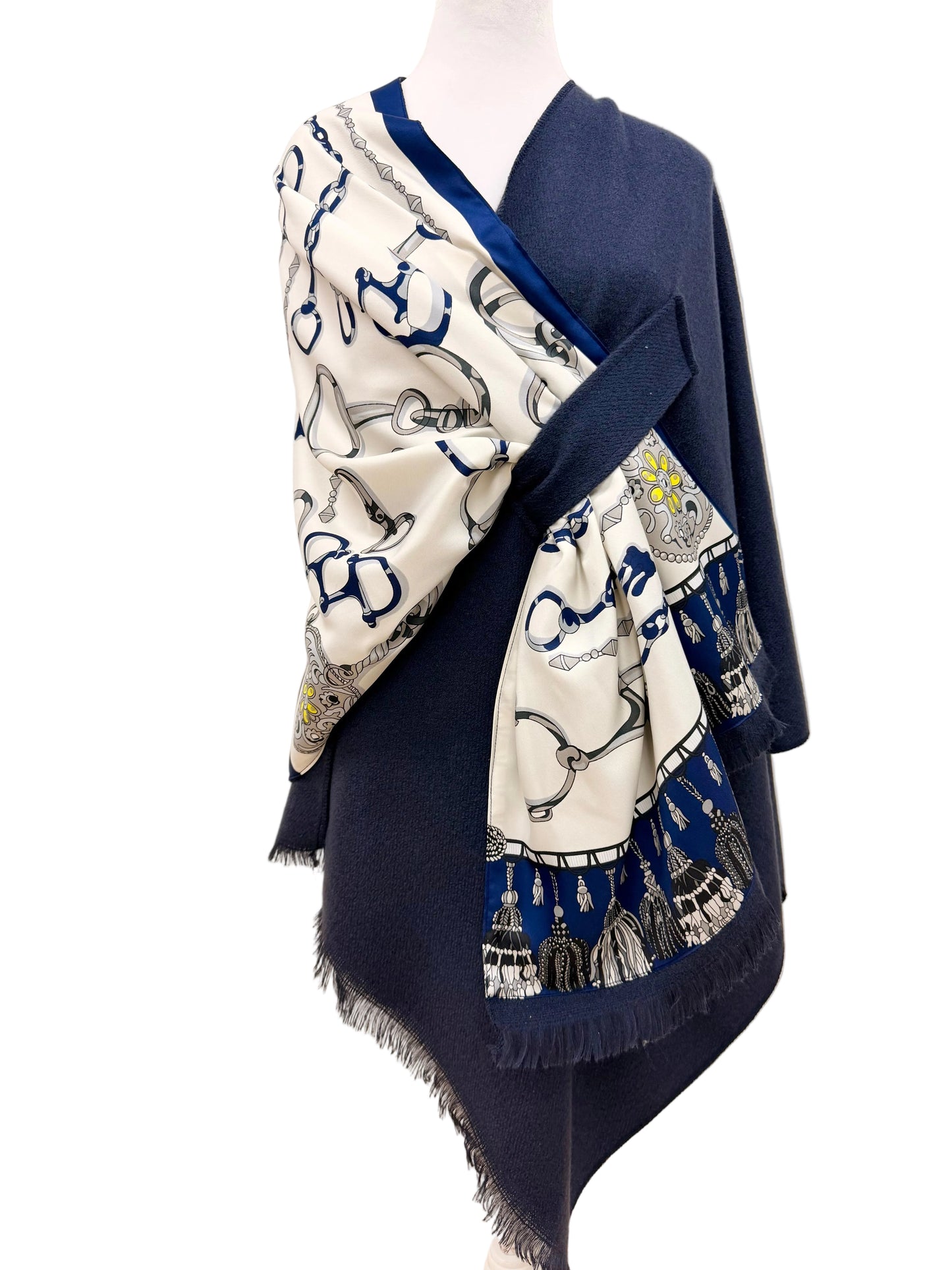 Pull Through Wrap / Navy / Blue Bit, lifestyle view