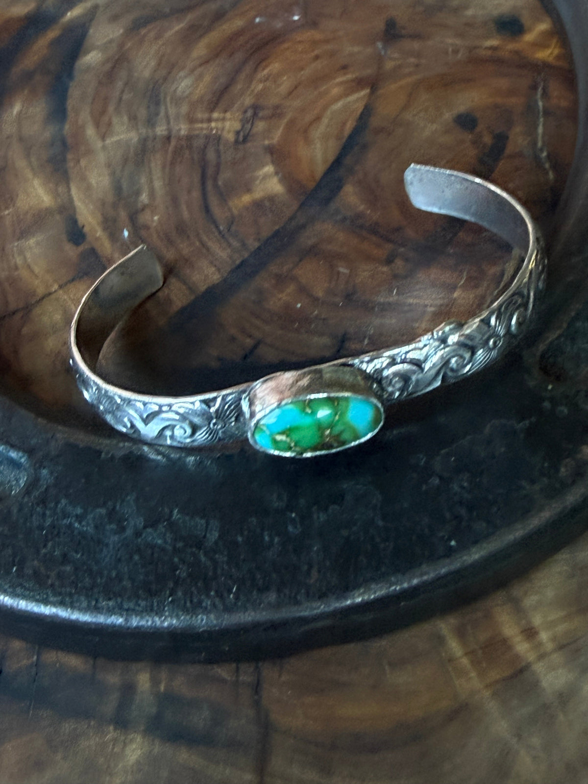 Dorothy Series | Sonoran Turquoise Patterned Silver Cuffs | Petite to Large