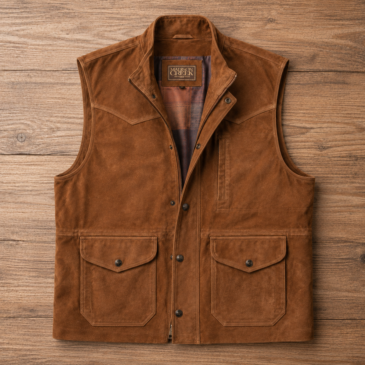 Bandera Goat Suede Leather Vest - Dark Wheat