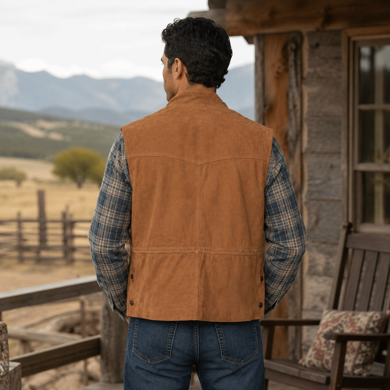 Bandera Goat Suede Leather Vest - Dark Wheat