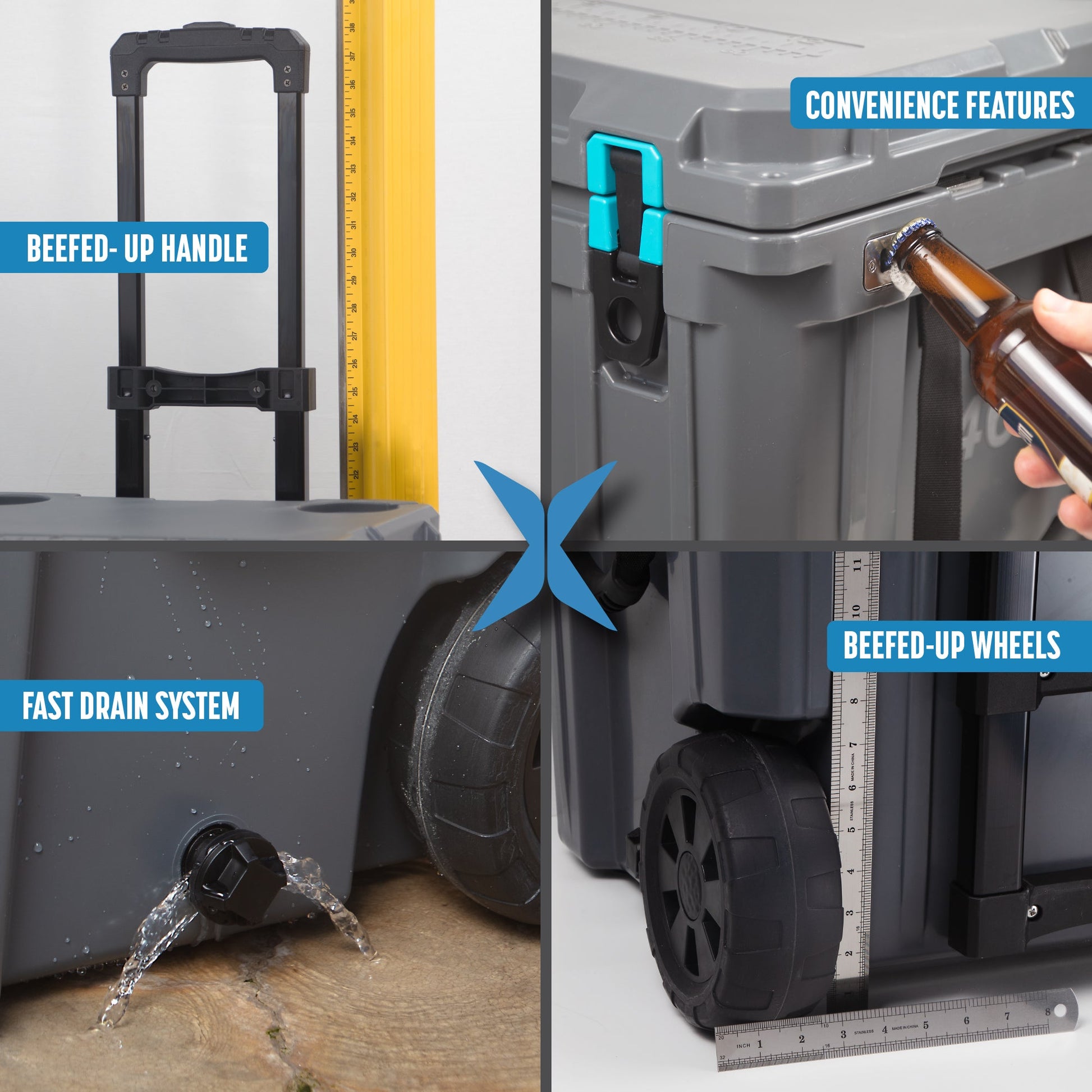 46QT Wheeled All Terrain Cooler, detail view