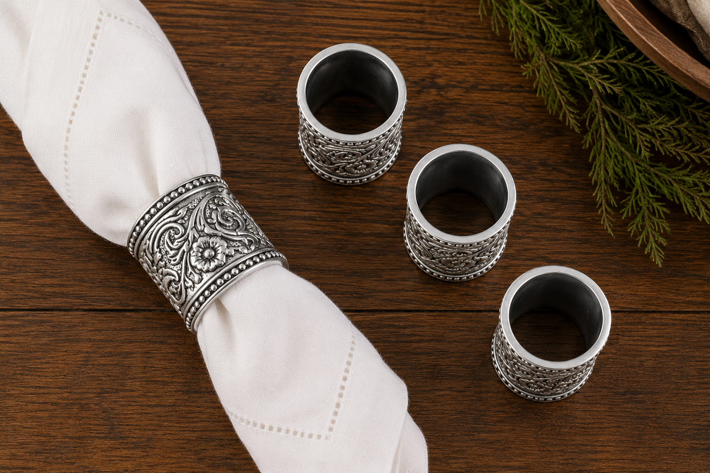 Concho Pattern Napkin Rings Set of 4, alternate view