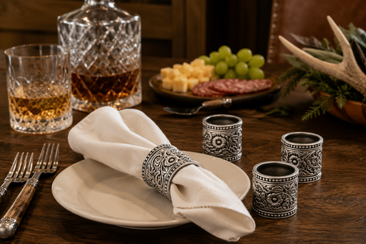 Concho Pattern Napkin Rings Set of 4, front view