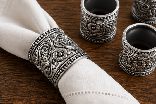 Concho Pattern Napkin Rings Set of 4, detail view