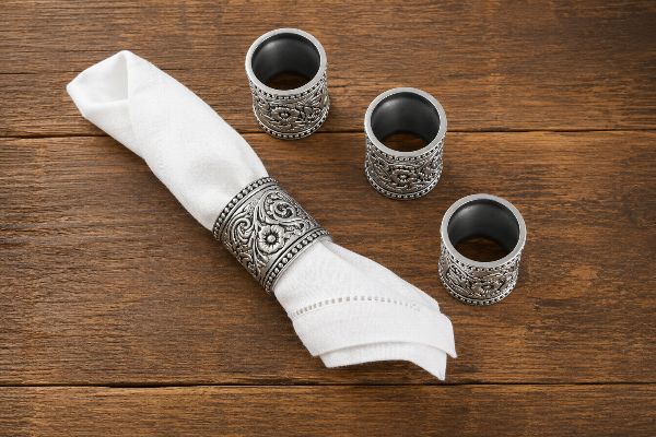 Concho Pattern Napkin Rings Set of 4, angle view