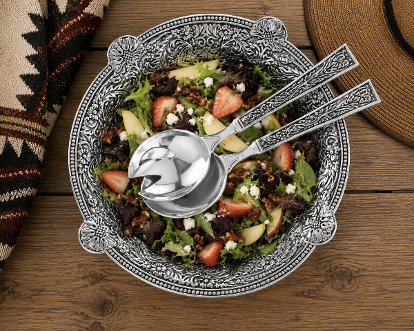 Concho Pattern Salad Bowl with Serving Set, alternate view