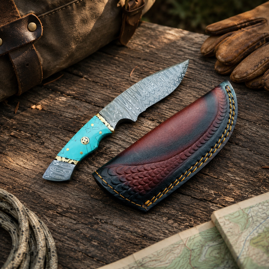 Damascus Steel Firepeak Hunter Knife