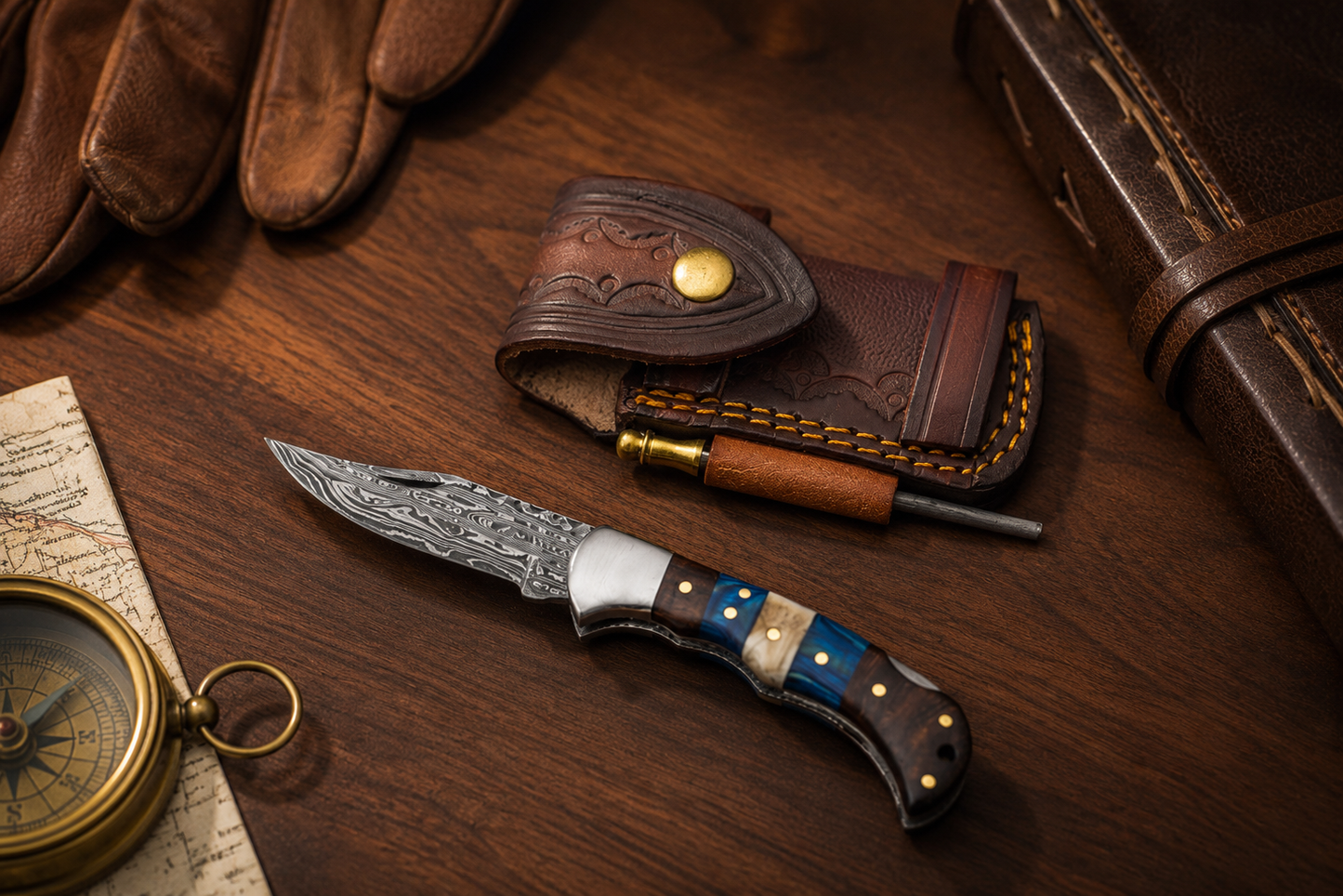 Damascus Steel Heritage Pocket Knife