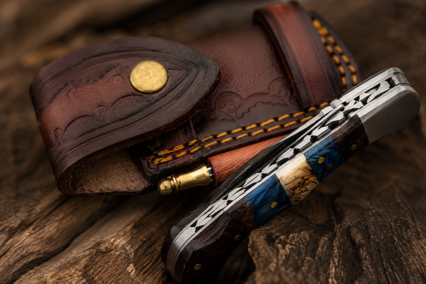 Damascus Steel Heritage Pocket Knife