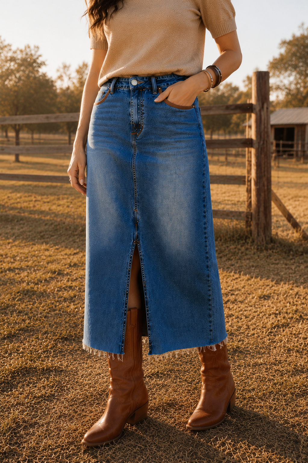 Garden Gate Cowgirl Skirt, lifestyle view