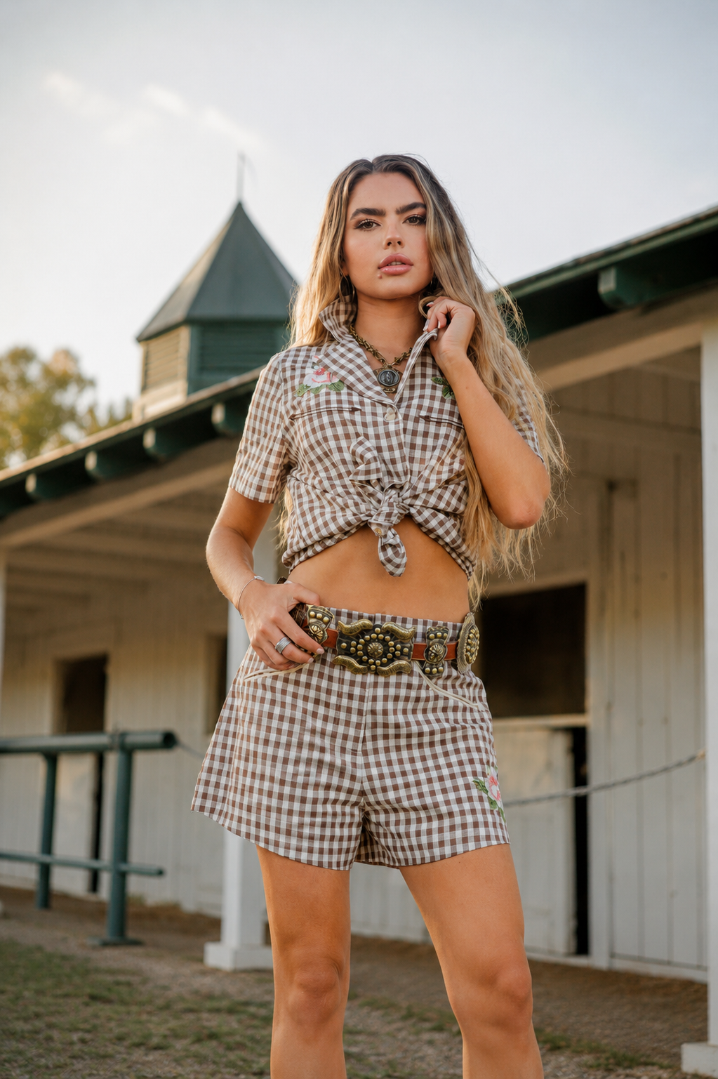 Gingham Rodeo Shorts, side view