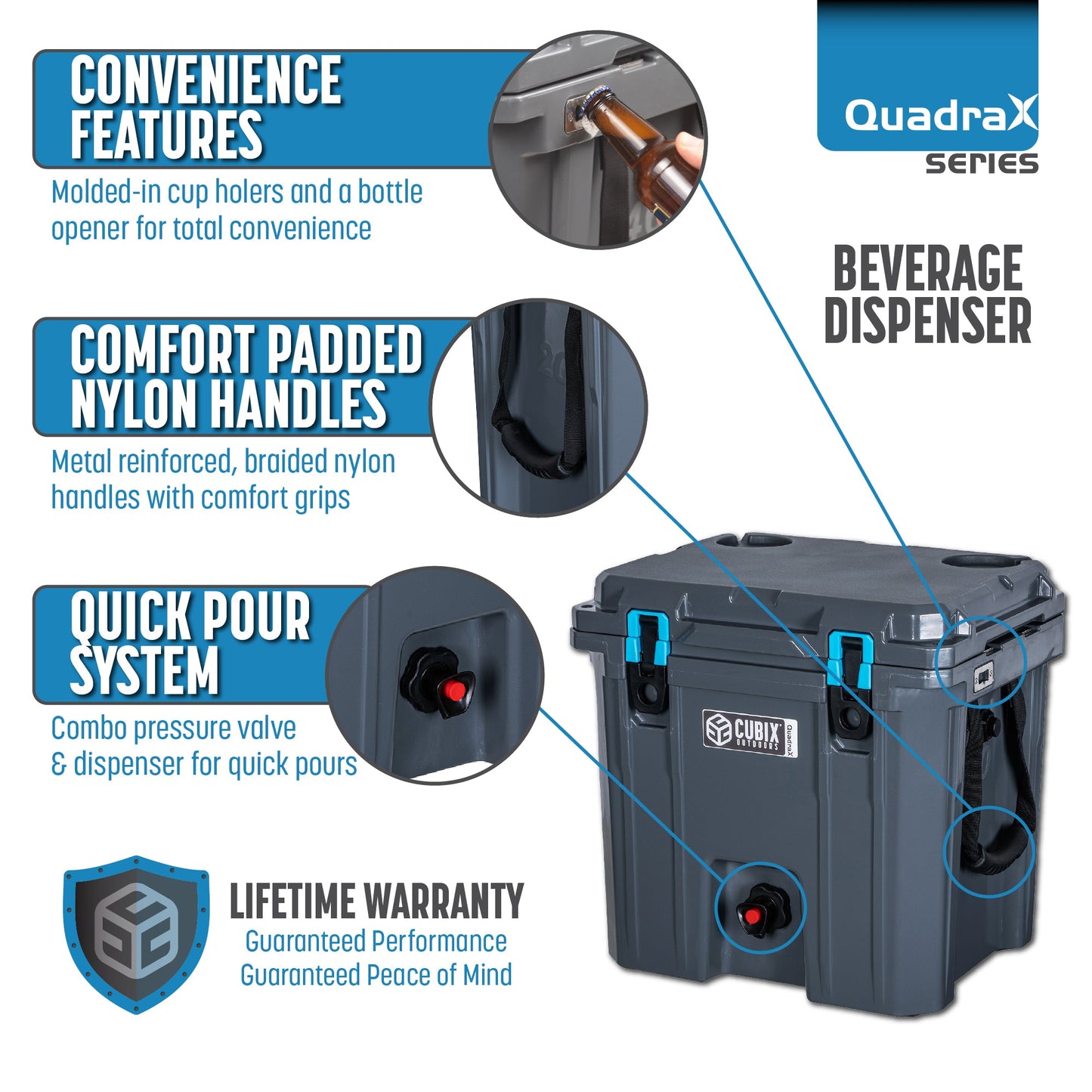 5 Gallon Camp and Lodge Beverage Dispenser/Cooler, side view
