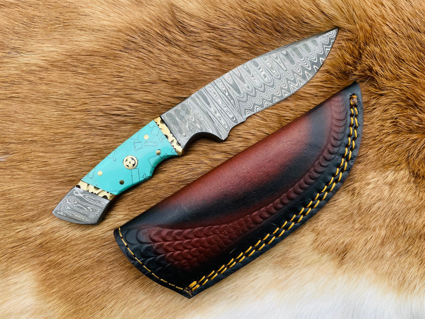 Damascus Steel Firepeak Hunter Knife