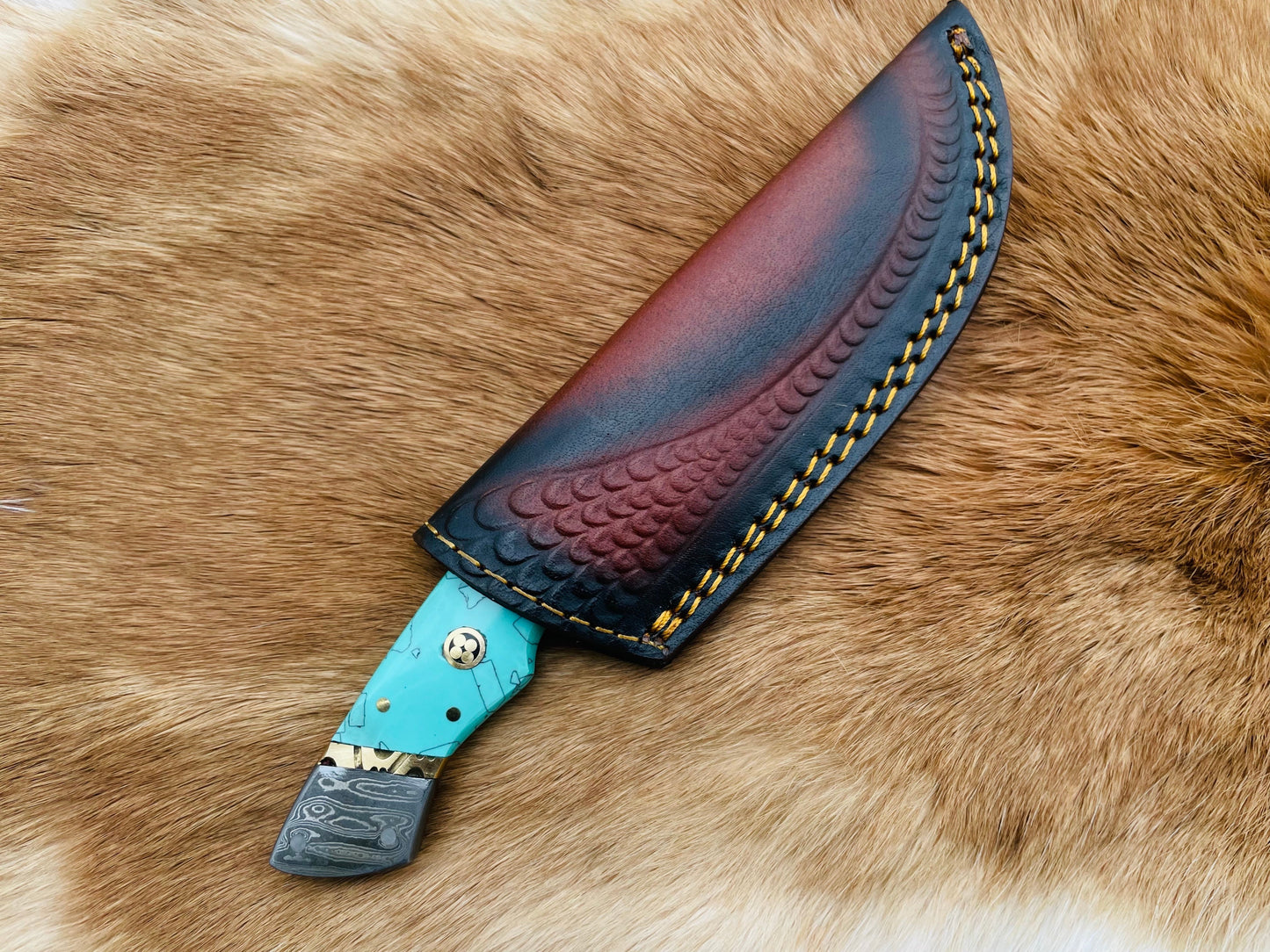 Damascus Steel Firepeak Hunter Knife