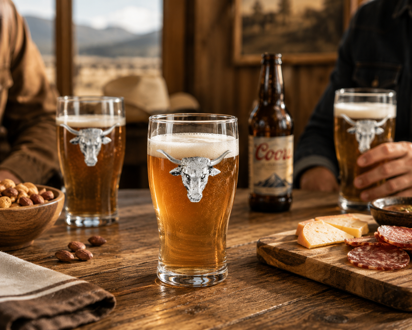 Longhorn Beer Pint Glasses - Set of 4, front view