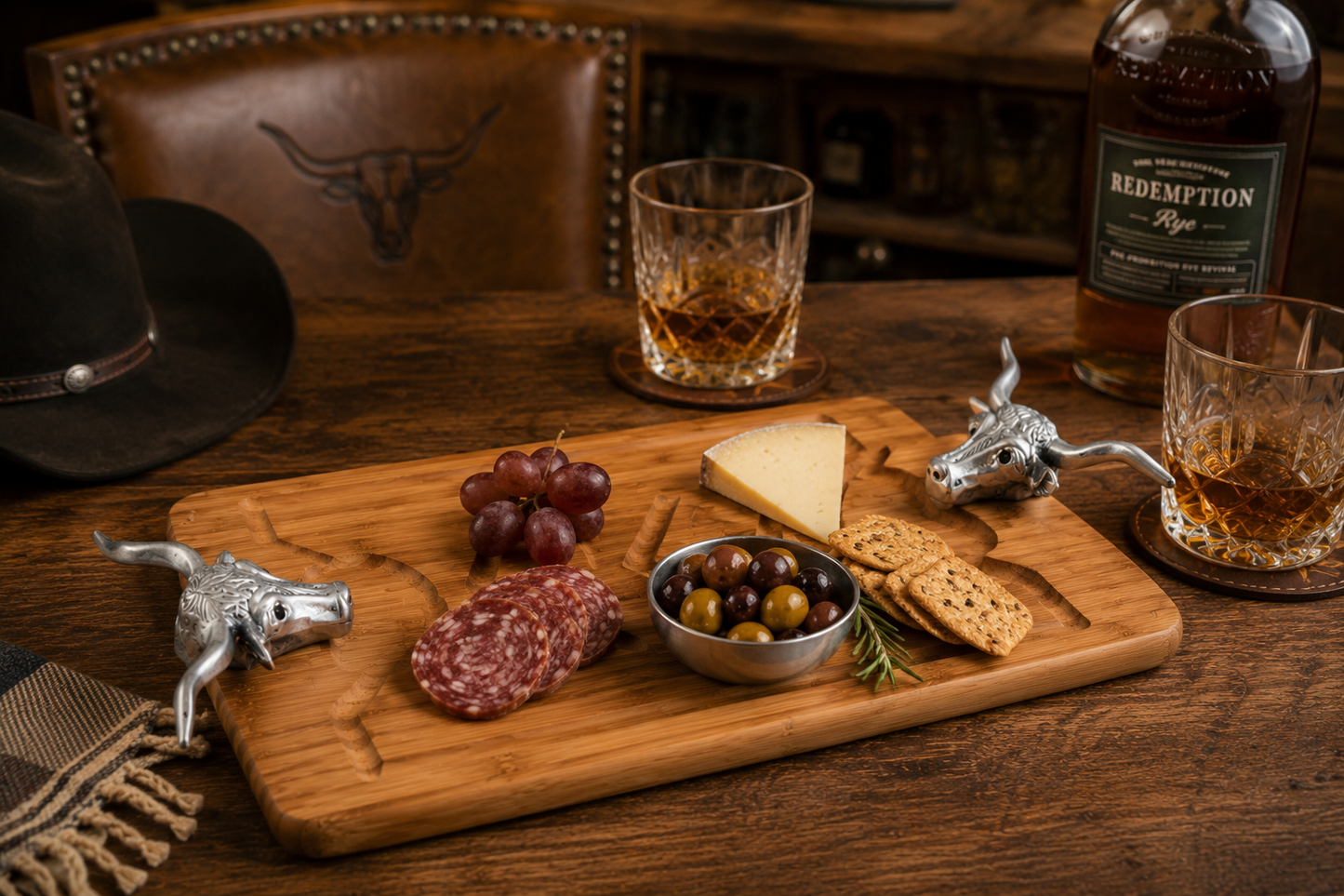 Longhorn Carving Board, front view