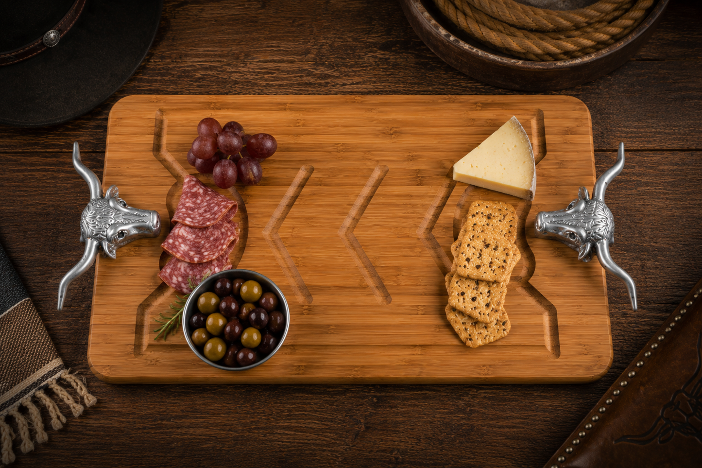Longhorn Carving Board, angle view