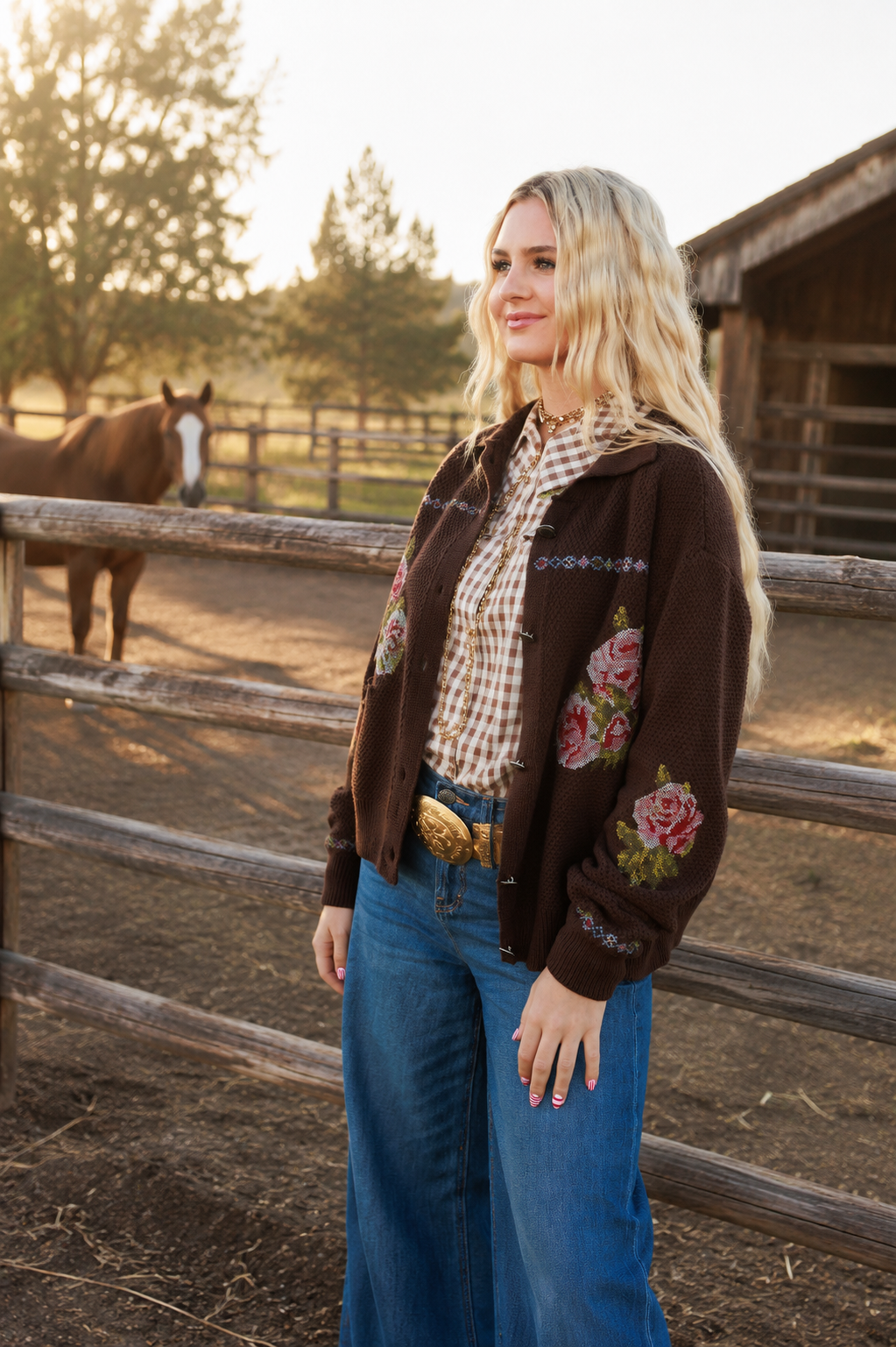Nana's Rose Garden Sweater, side view