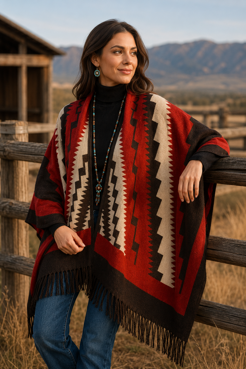 Peruvian Wrap - Orange, front view