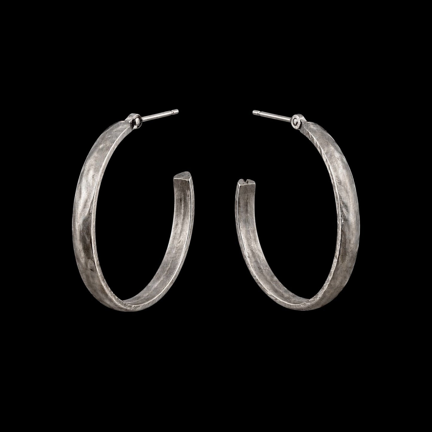 Sterling Plated Vintage Reproduction Hoops, front view