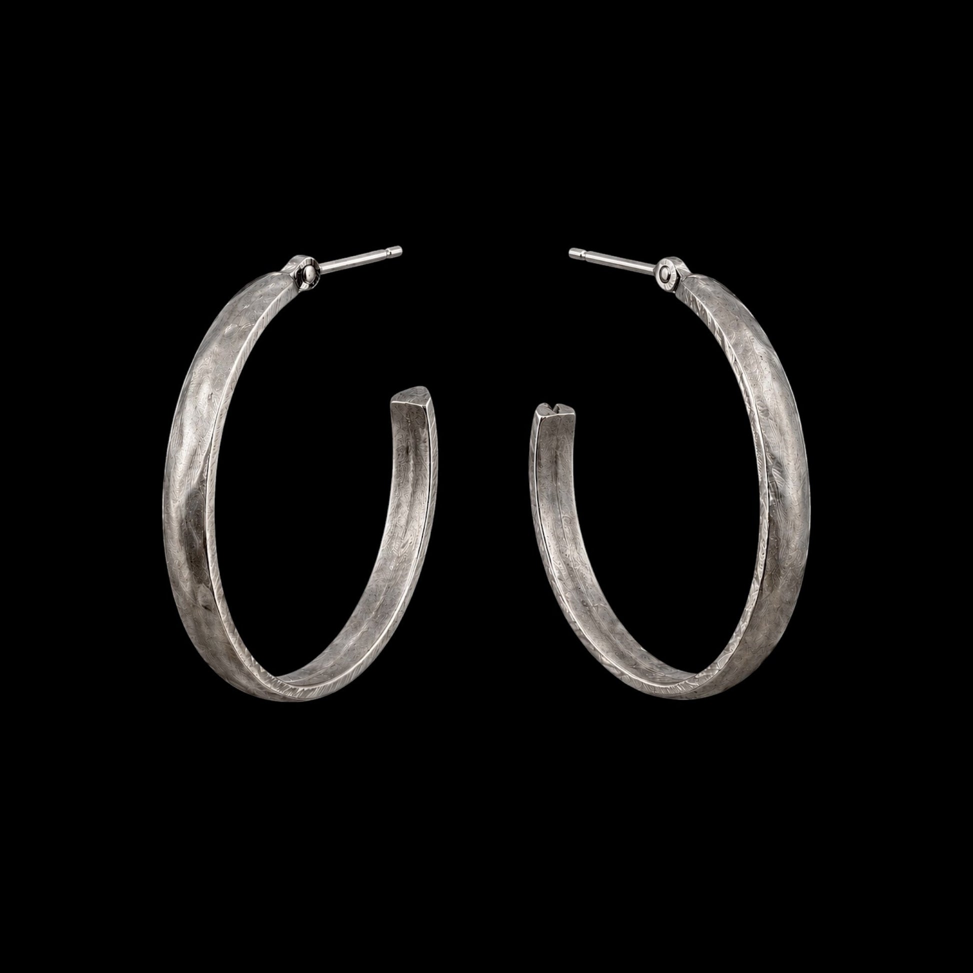 Sterling Plated Vintage Reproduction Hoops, front view