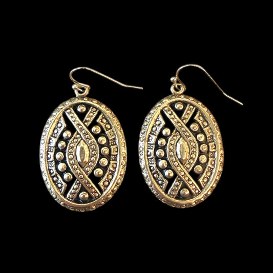 Gold Plated Vintage Reproduction Earrings, front view