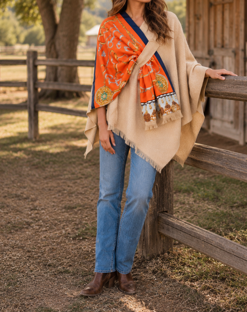 Pull Through Wrap / Beige / Orange Bit, side view