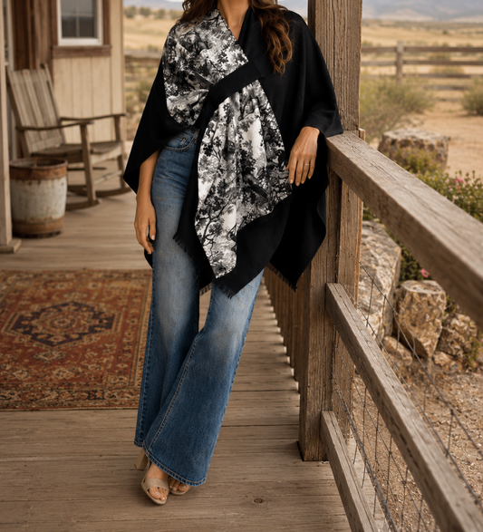 Pull Through Wrap / Black / Black Toile, detail view