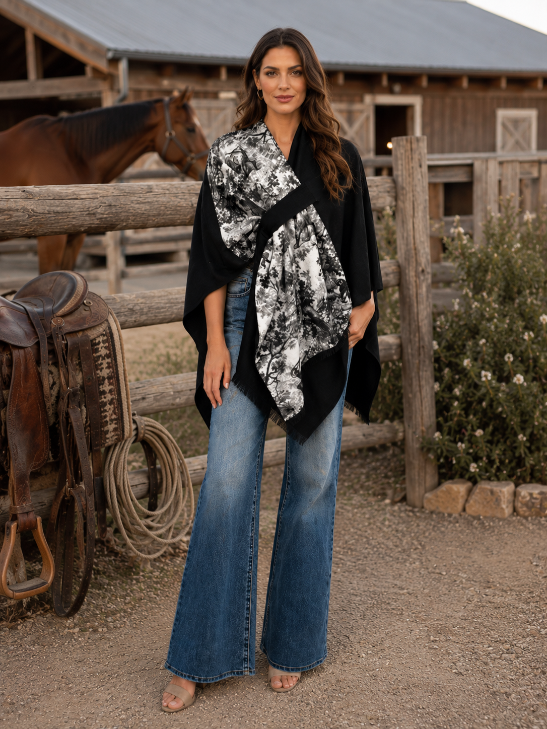 Pull Through Wrap / Black / Black Toile, side view
