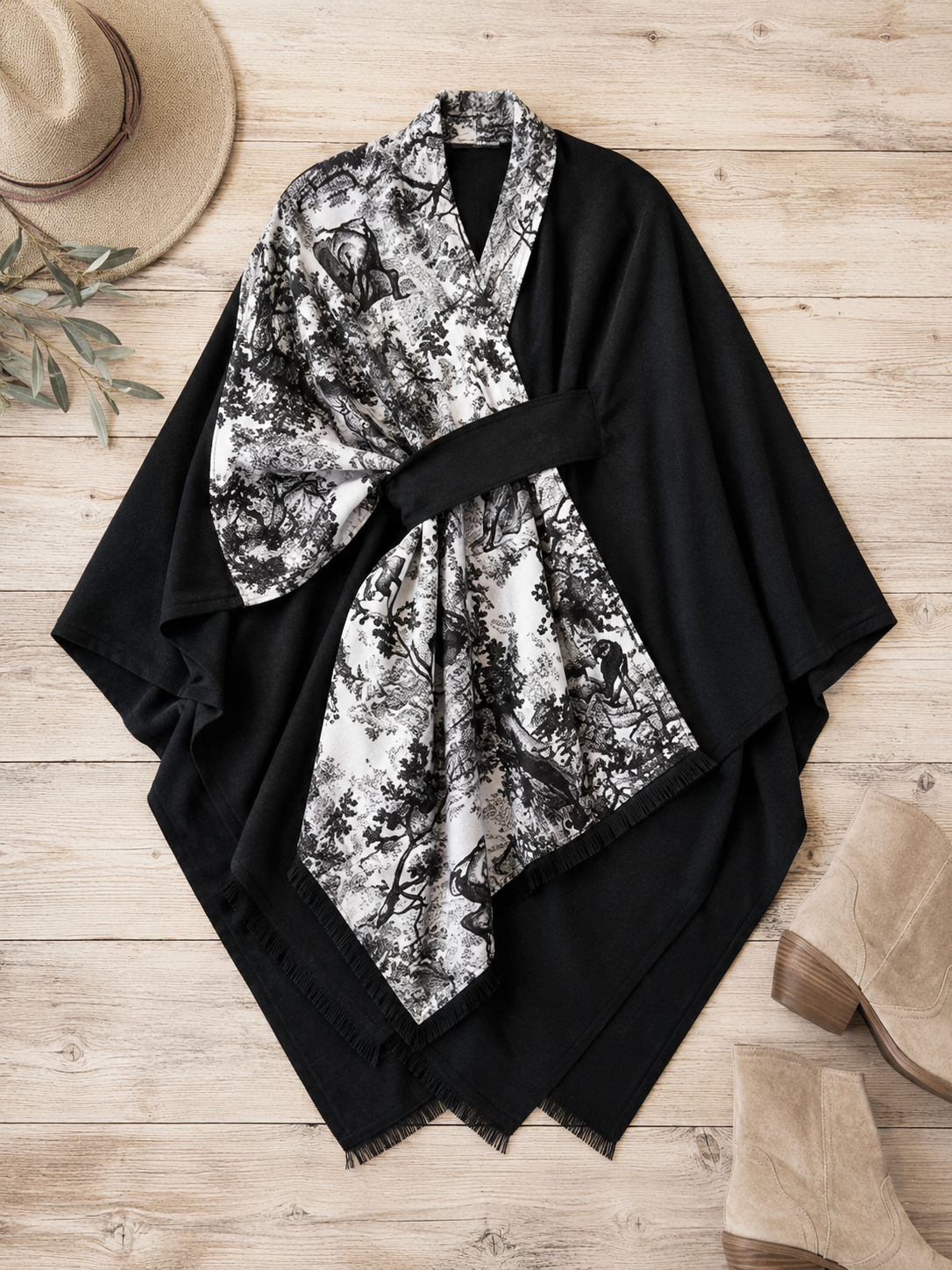 Pull Through Wrap / Black / Black Toile, alternate view
