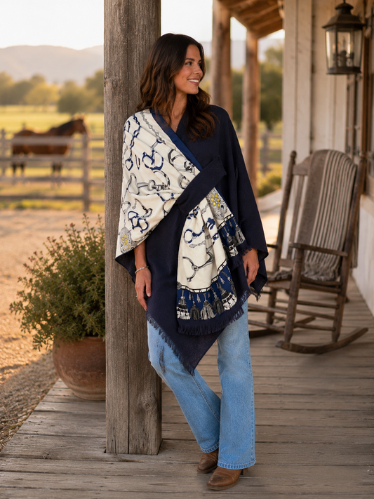 Pull Through Wrap / Navy / Blue Bit, front view