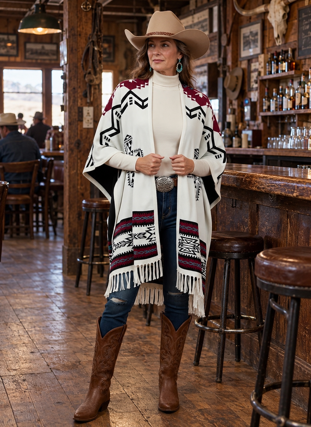 Southwest Reversible Wrap - White