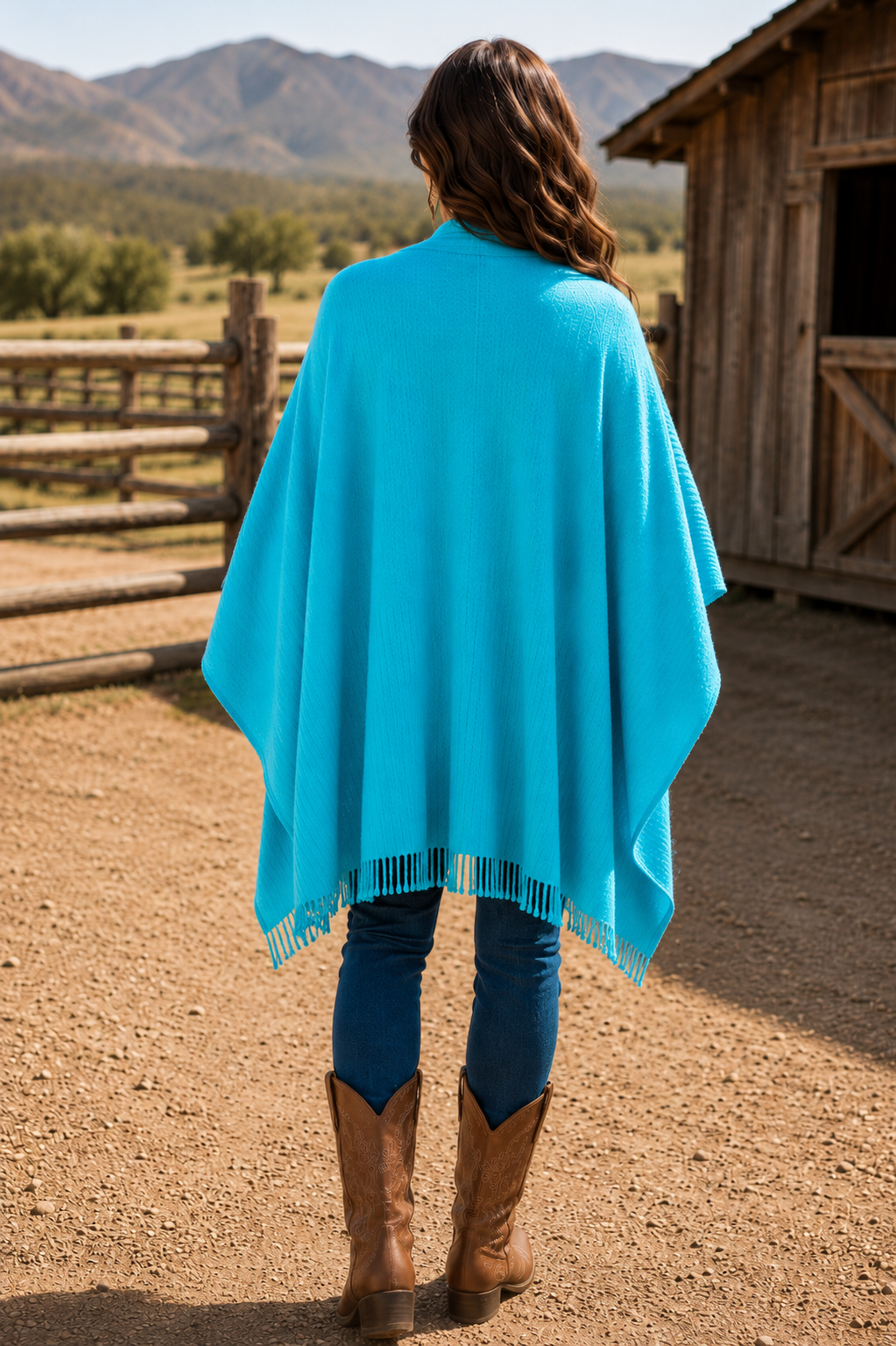 Signature Line Shawl Wrap - Turquoise