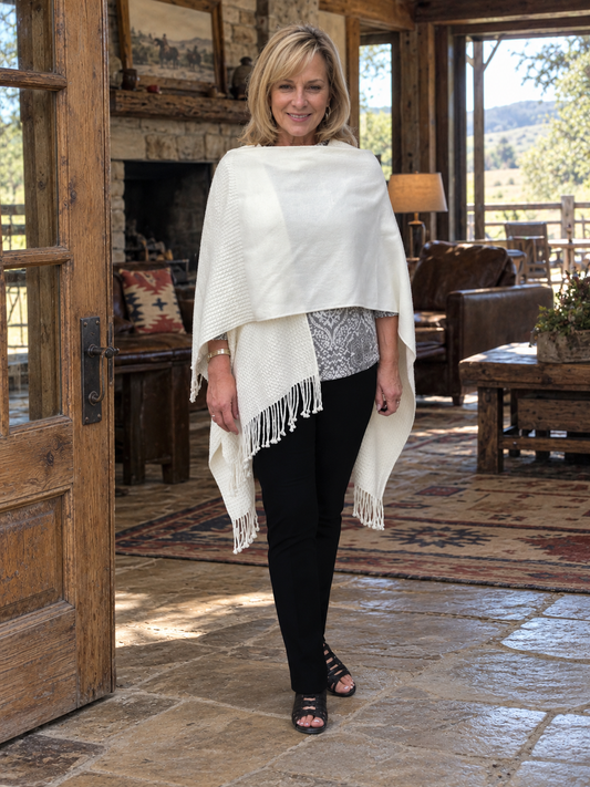 Signature Line Shawl Wrap - Winter White