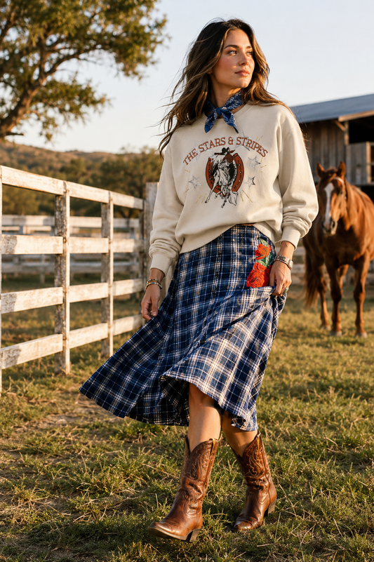 Sweet Blue Rodeo Skirt, front view