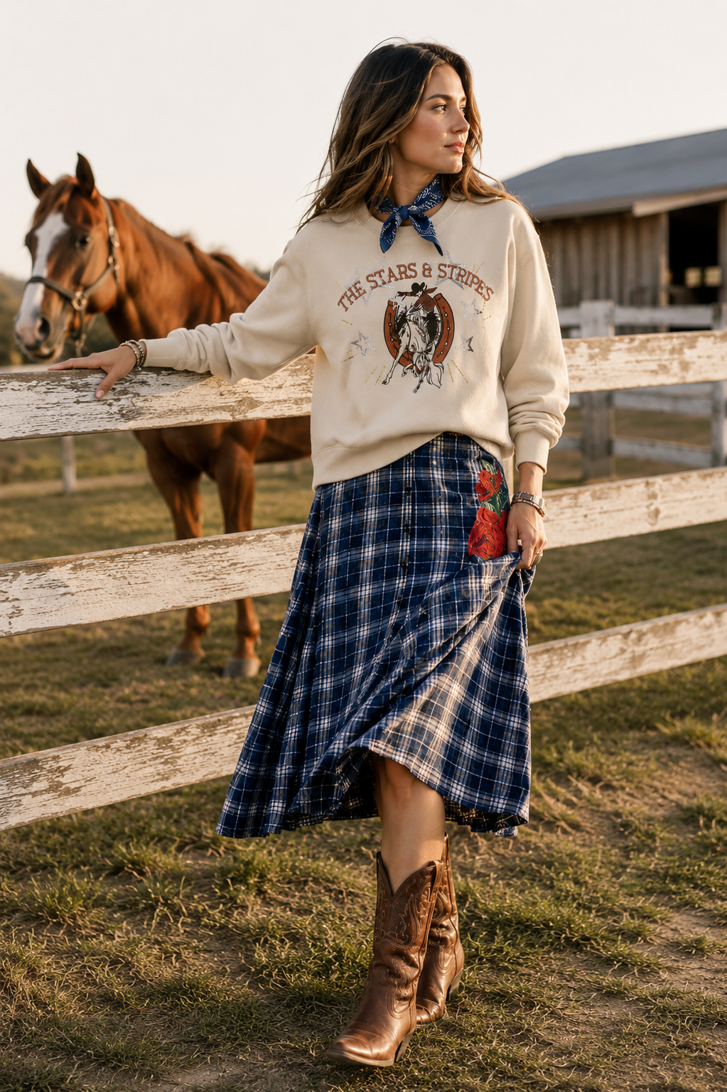 Sweet Blue Rodeo Skirt, lifestyle view
