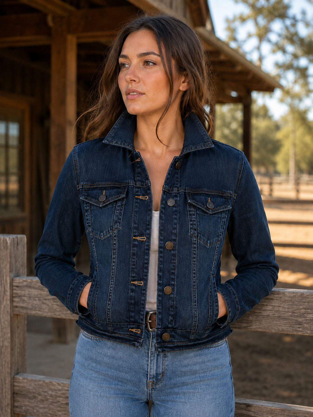 The Dark Denim Jacket / Old World Paisley