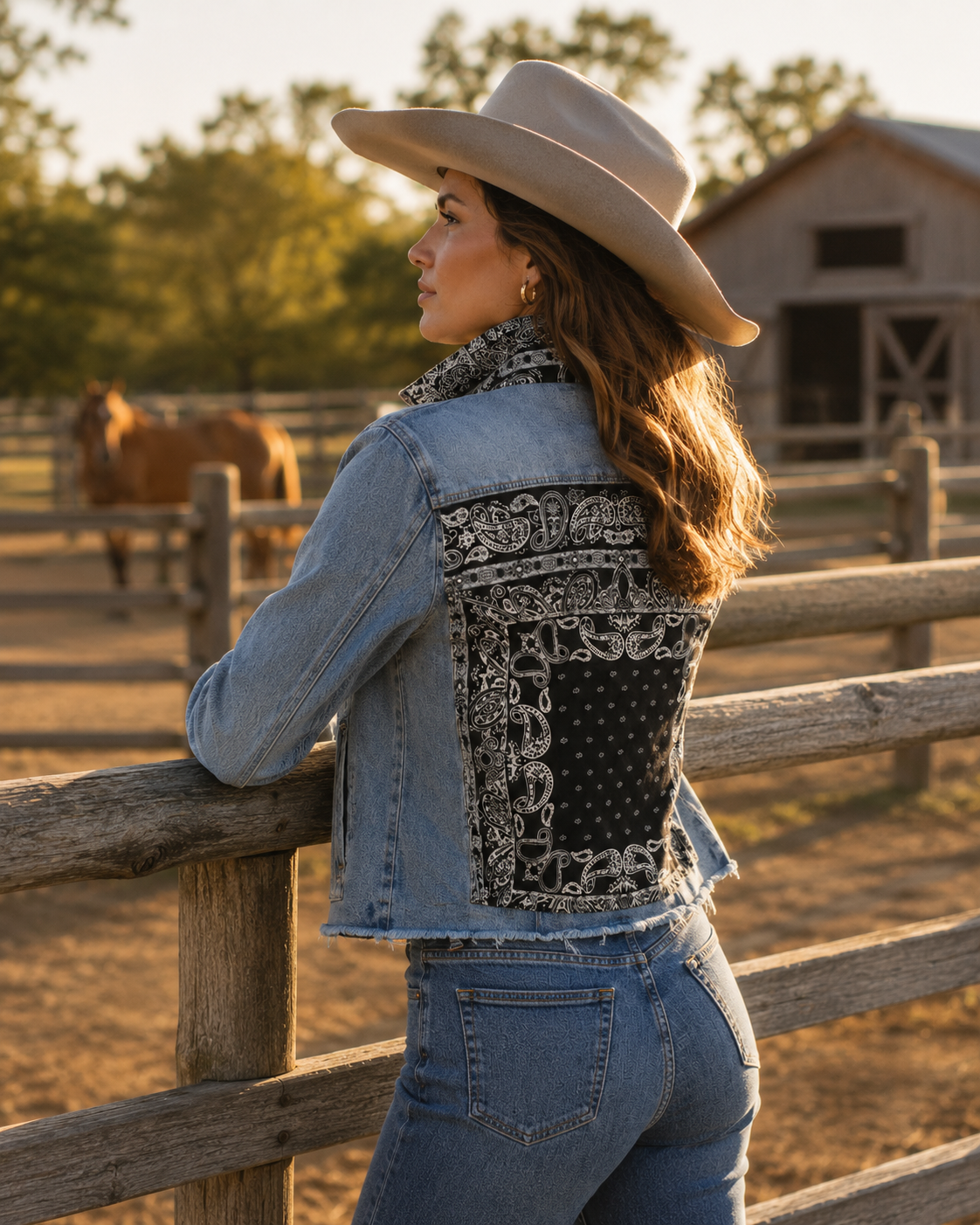 The Light Denim Jacket / Let’s Do Western / Black, front view